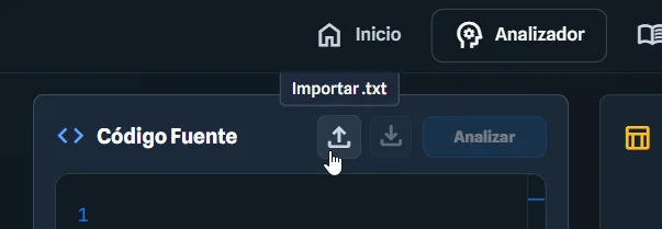 Diálogo o resultado de importar archivo .txt.
