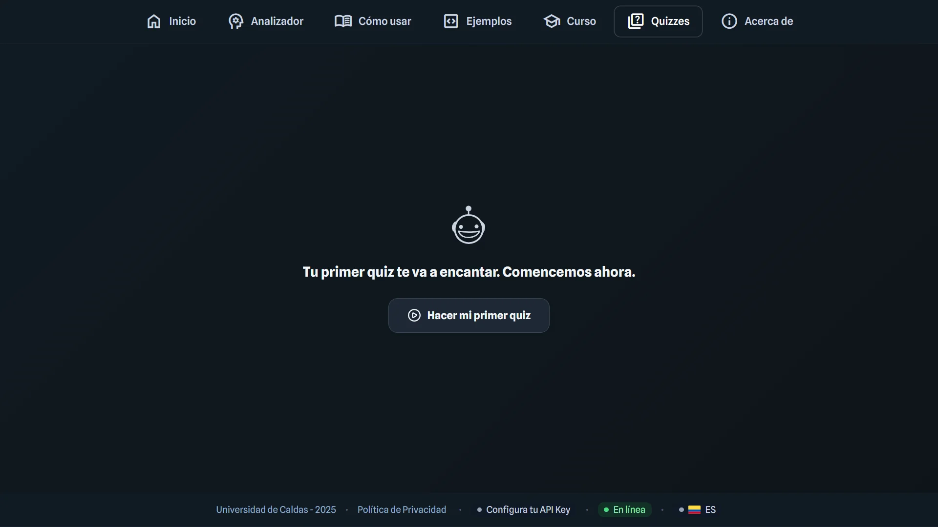Dashboard de Quices con invitación al quiz diagnóstico.
